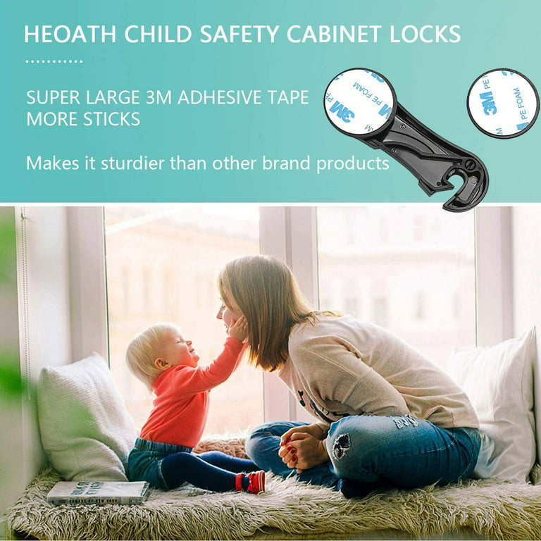 Child Safety Locks For Cabinets And Drawers (pack Of 10), Adhesive