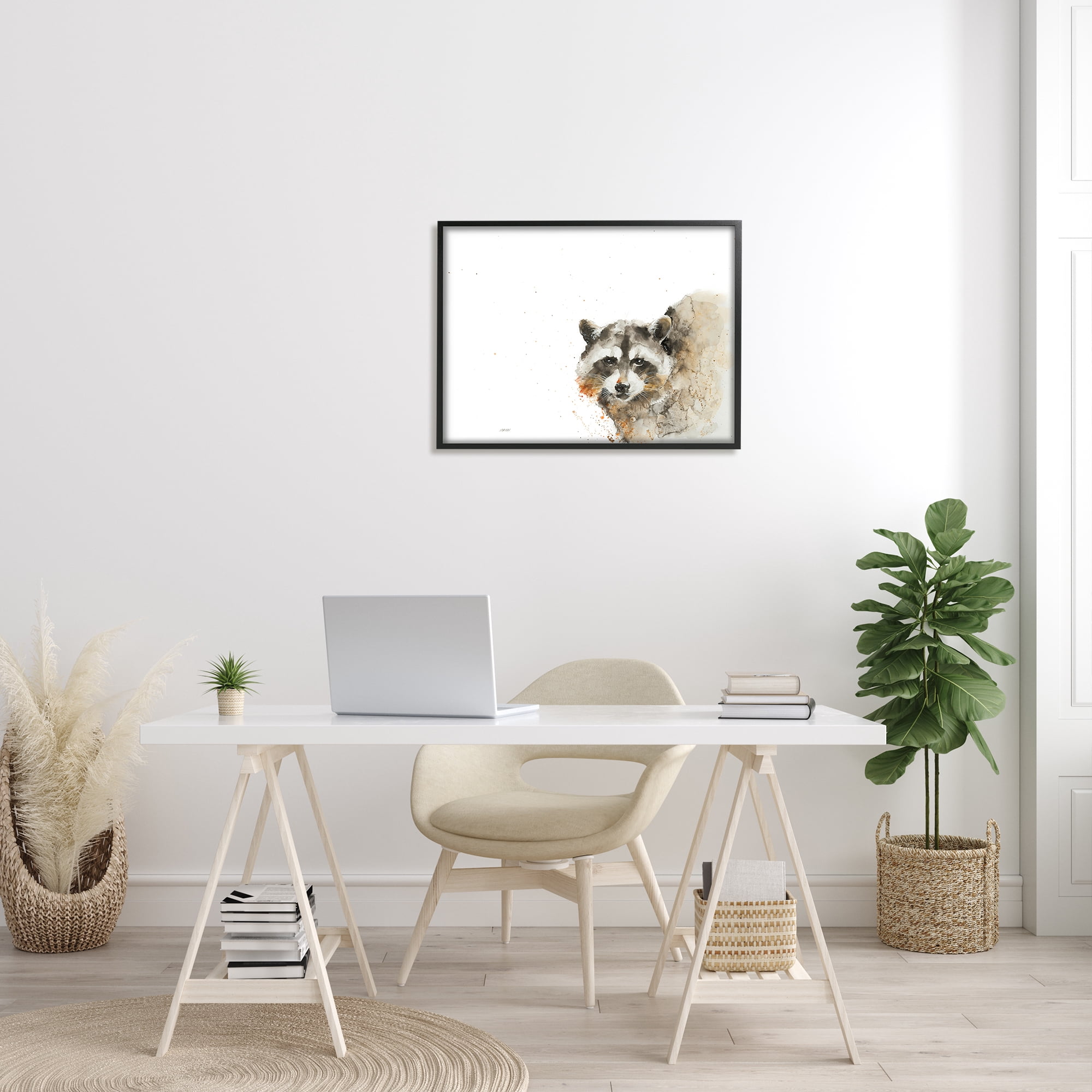 Stupell Industries Forest Raccoon Watercolor Portrait Modern Abstract Painting, 30 x 24, Design by Patti Mann