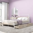 thumbnail image 2 of Paproos Full Bed Frame with 4 Storage Drawers, New Upgraded Metal Platform Bed with Sockets and USB Ports, Full Size Bed with Headboard and Footboard, No Box Spring Needed, 440lbs Capacity, White, 2 of 11