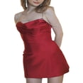thumbnail image 1 of Women‘s Spaghetti Strap Sleeveless Off Shoulder Rhinestone Chain Cami Mini Club Party Dress, 1 of 4