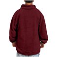 thumbnail image 4 of CaComMARK PI Clearance Mens Fleece Sherpa Sweatshirt 1/4 Zipper Casual Loose Solid Pullover Kangaroo Pocket Fall Winter Unisex Tops Wine 14(XXL), 4 of 7