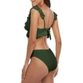 thumbnail image 4 of Charmo Women Ruffle Bikini Set Flounce Strap V Neck Low Rise Two Pieces Fashional Swimsuits Swimwear, 4 of 6