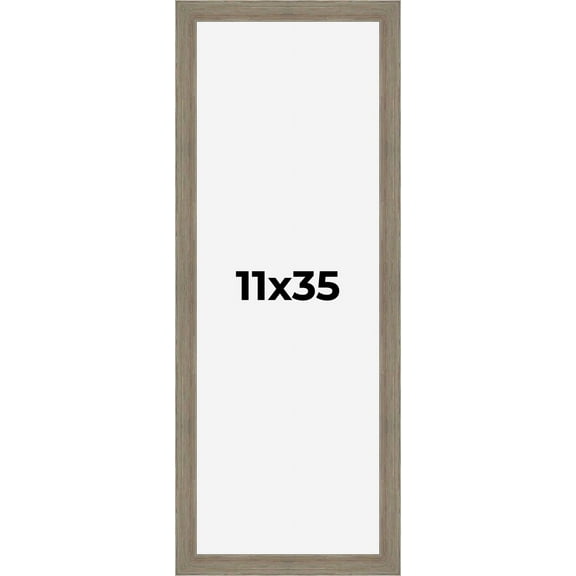 11x35 Frame Gray Barnwood Rustic Solid Wood Picture Frame | 1.5 Inch Moulding Width | Includes UV