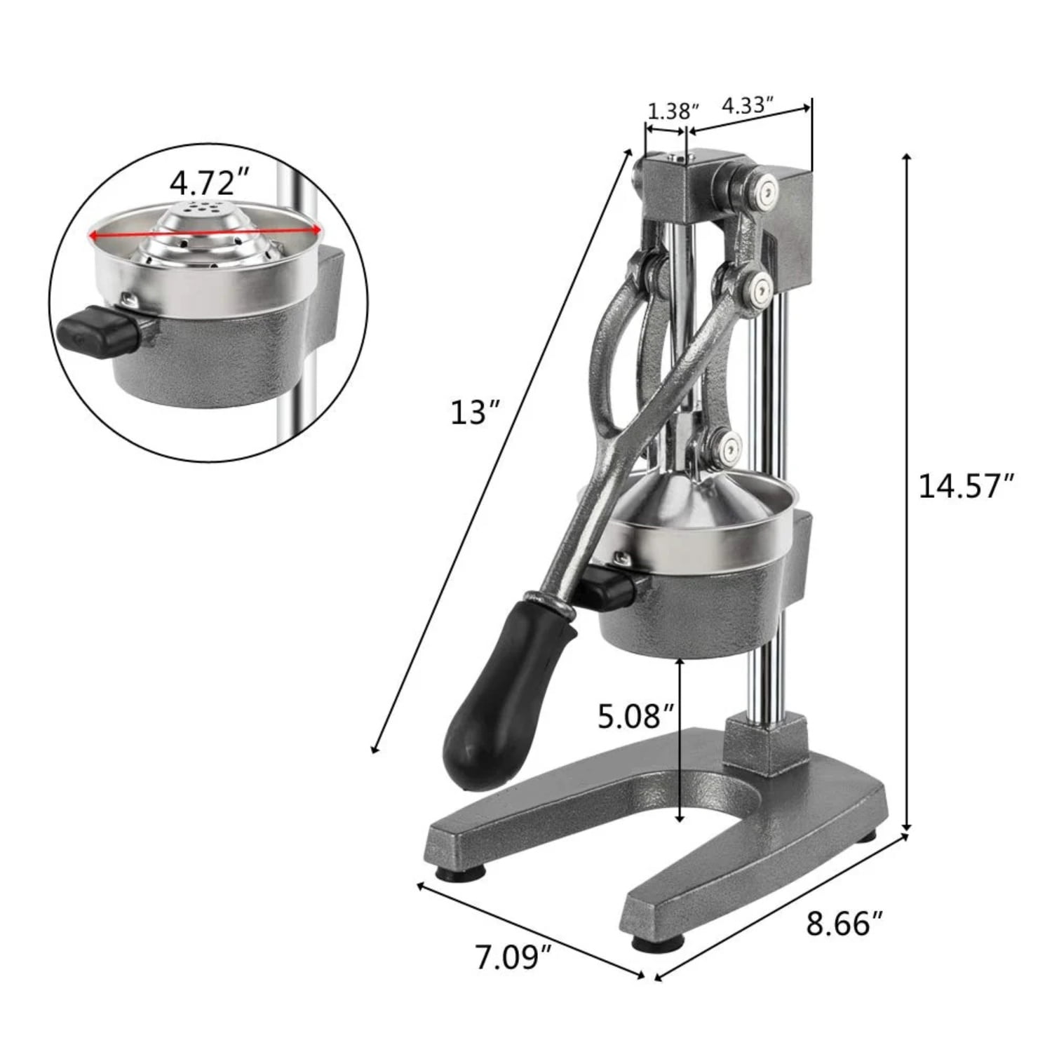UBesGoo Juicer Hand Press Manual Fruit Juicer Juice Squeezer Citrus Orange Lemon Pomegranate, Gray