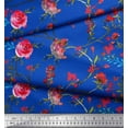 thumbnail image 3 of Soimoi Blue Rayon Fabric Leaves & Ranunculus Floral Print Fabric by the Yard 56 Inch Wide, 3 of 3