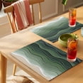 thumbnail image 4 of Sage Green Waves Placemats Set of 6 Rustic Abstract Ombre Stripes Art Place Mats Indoor Wipeable Table Mats Washable Cloth Dining Table Placemats for Kitchen Holiday Party Home Decor 13x19 Inch, 4 of 9
