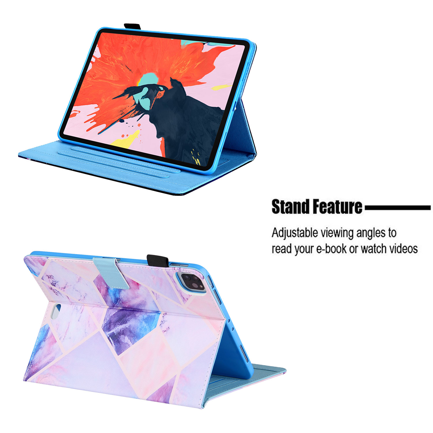 iPad Air 4th Gen Case 10.9", iPad Pro 11 Case 2021/2020/2018, Allytech PU Leather Slim Auto Sleep Wake Shockproof Kickstand Pencil Holder Case Cover for Apple iPad Air 4, iPad Pro 11,Purple Grid