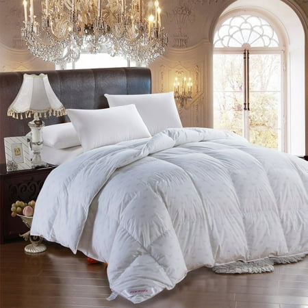 Cotton Blanket Covers - California King Down Comforter Duvet Insert White Goose Down Comforter Blanket 100% Cotton Cover Down Proof Crown Print 600TC 800FP (King)