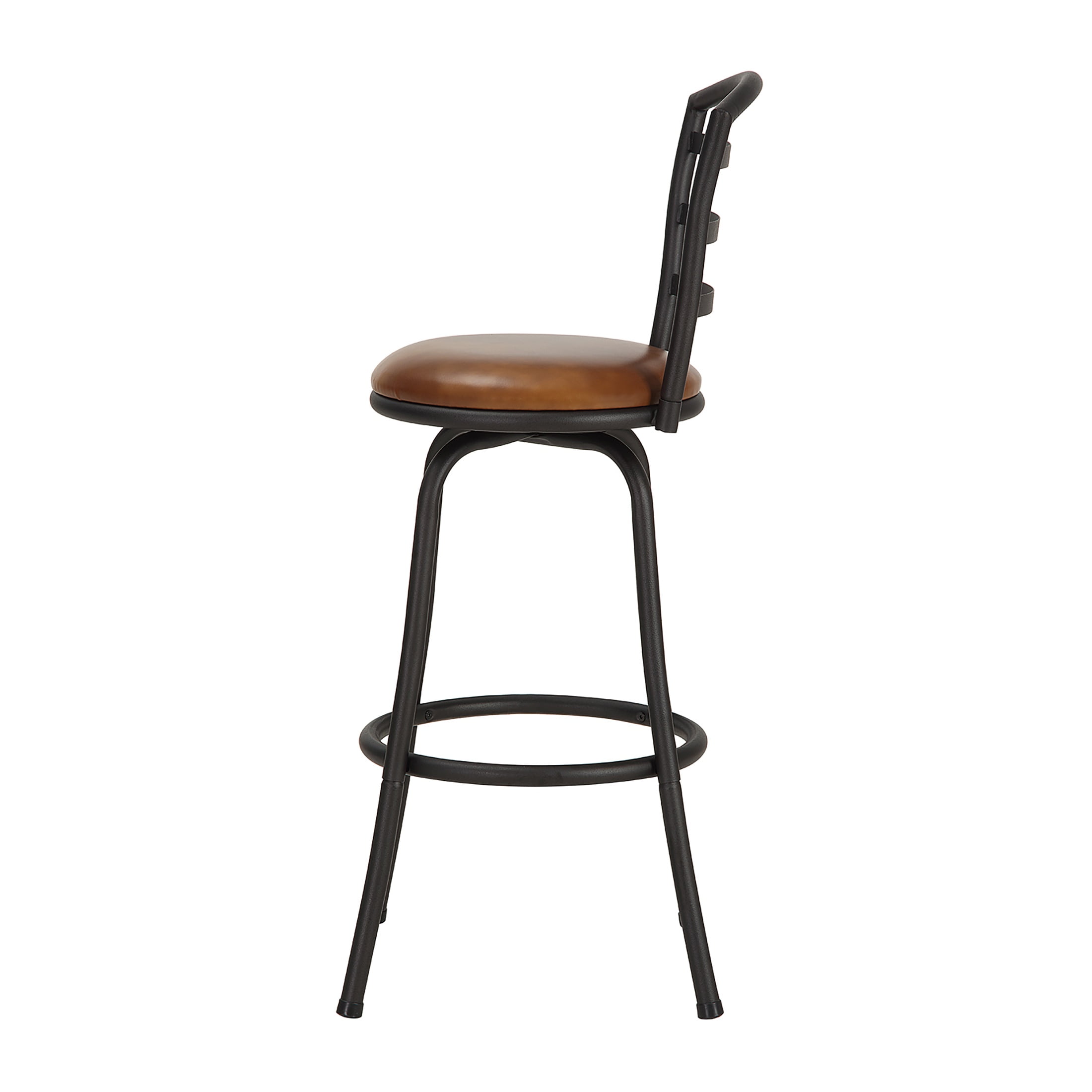 Mainstays 3 Pack Adjustable 24" or 29" Barstool, Black Metal and Camel Faux Leather Seat