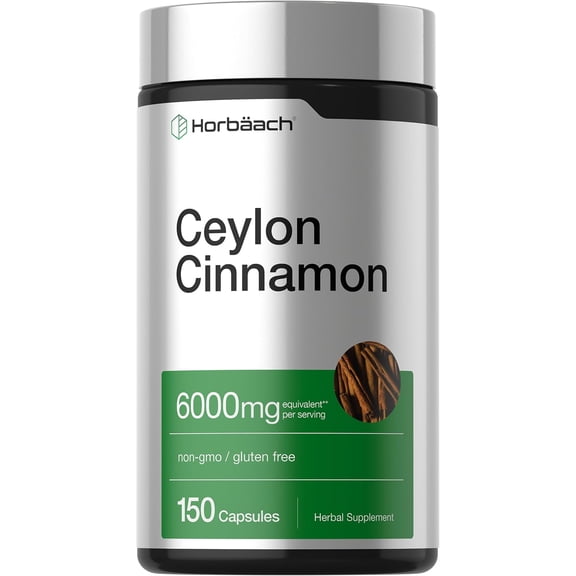 Ceylon Cinnamon Capsules | 6000 mg Supplement for Men and Women | 150 Count | by Horbaach
