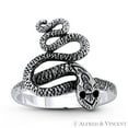 thumbnail image 1 of Coiled Snake / Serpent Spirit Animal Charm Right-Hand Statement Long Gypsy Ring in Oxidized .925 Sterling Silver, 1 of 1