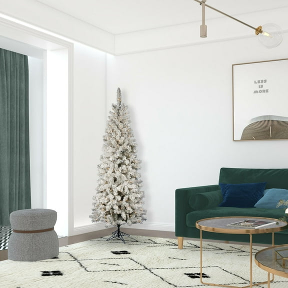 Vickerman 6.5' Flocked Pacific Artificial Christmas Tree, Clear Lights