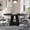 Black, variant on Round Conference Table for 4-6 People, Wooden Meeting Room Table with Thicken Tabletop and Wood Base, Marbled Wood