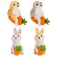 thumbnail image 1 of 4pcs Resin Mini Rabbit Figurines with Carrot Design, Compact Zodiac Bunny Statues for Desktop, Garden & Dollhouse Decoration, Lightweight Cute Animal, 1 of 4