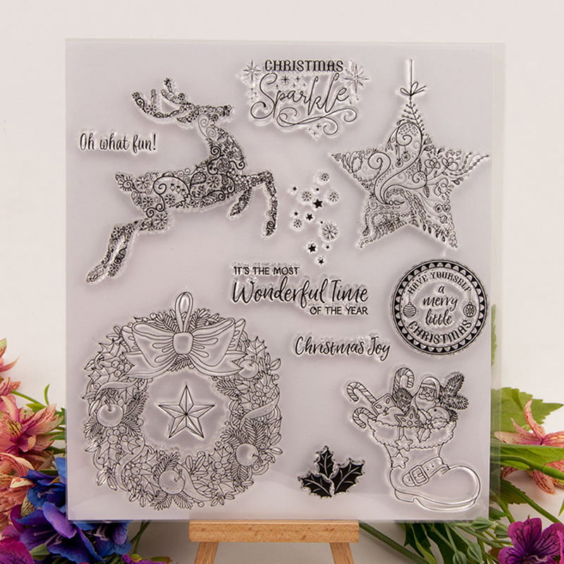 Silicone Clear Stamp Transparent Rubber Stamps DIY Scrapbook Christmas deer VQ 