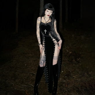 Women Gothic Lace Mini Dresses Vintage Goth Punk Dress Spaghetti Strap  Party Dresses - Walmart.com
