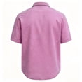 thumbnail image 3 of Uwinwear Men's Classic 1 Pocket Short Sleeve Button Up Shirt Washed Denim Short Sleeve Shirt Loose Fit Casual Summer Tops,Pink,XXXXL, 3 of 3
