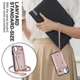 thumbnail image 2 of Crossbody Strap Wallet Case for iPhone 11 with Wrist Strap, 360° Rotating Ring Kickstand & Card Holder PU Leather Purse Magnetic Snap Zipper Case Cover for iPhone 11, Rosegold, 2 of 9