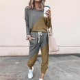 thumbnail image 2 of CHOK Womens Sport Set Long Sleeve Patchwork Color with Loose Cozy Petite Sweatpant Trendy Fall Winter Suits (X-Large  Pink), 2 of 5