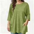 thumbnail image 2 of Women's Plus Size 3/4 Length Sleeve Round Neck Tee Shirt with Pockets Casual Spring Summer Basic Solid Loose Tunic Tops, 2 of 7