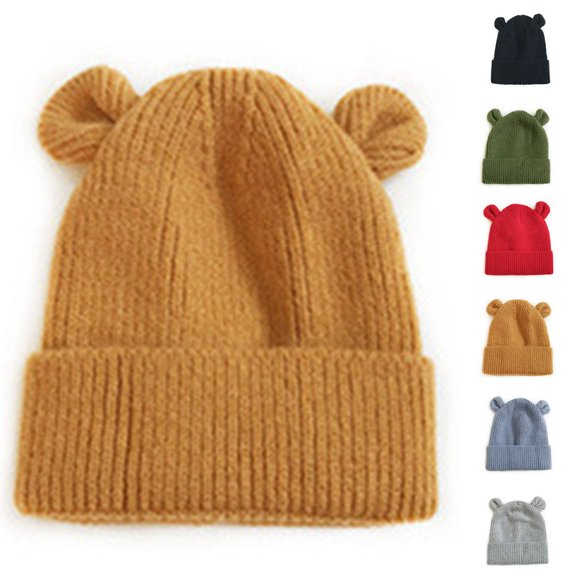 HJYCHN Kids Hats Boys Bear Ear Design Knit Girls Hats Winter Warm Outdoor Daily Wear Cozy Comfort Fit