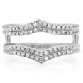 thumbnail image 1 of Dazzlingrock Collection 0.30 Carat (ctw) 14K Round Diamond Wedding Band Enhancer Guard Double Ring 1/3 CT, White Gold, Size 8.5, 1 of 3