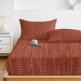 thumbnail image 6 of Twin Sze Fitted Sheet Set - Brick Red 2 Piece Bedding Sets 16" Deep Pocket Fitted Sheet with 1 Pillowcase, Pure Color Stripes Linen Texture Modern Simple Brushed Microfiber Hotel Luxury Bed Sheets, 6 of 9