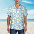 thumbnail image 4 of Balery Daisies Flowers Print Men's Hawaiian Shirts Short Sleeve Beach Shirt Relaxed Fit Vacation Button Down Shirts-Small, 4 of 9
