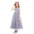 thumbnail image 3 of IBTOM CASTLE Big Girl Flower Lace Princess Tulle Long Dress for Kids Prom Formal Pageant Dance Gown 9-10 Years Gray, 3 of 8