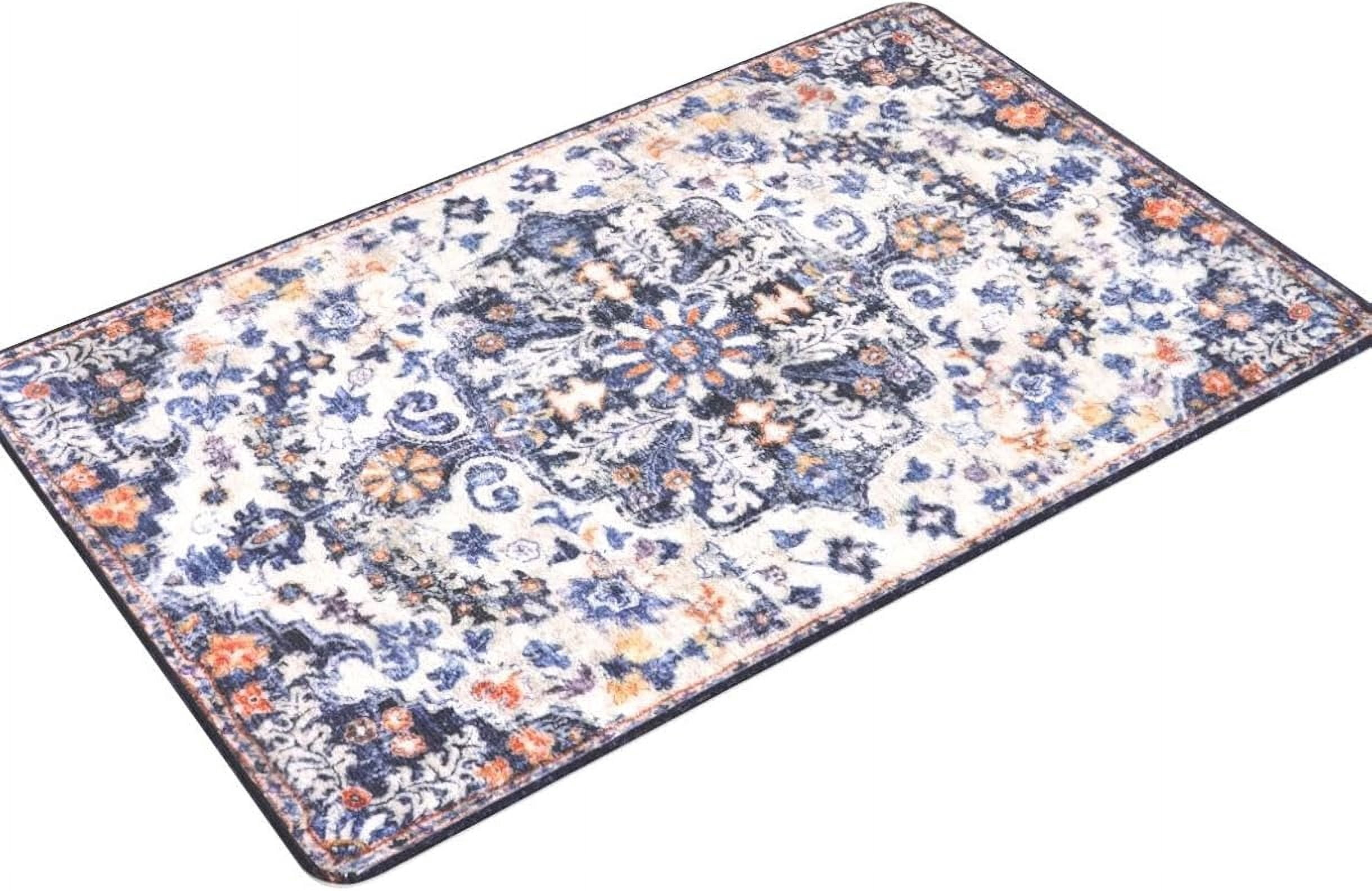 Bohemian Floral Medallion Runner Rug - 2x5 Laundry Room Rug Bathroom Runner Oriental Kitchen Mat, Soft Washable Non-Slip Low-Pile Indoor Carpet Runner for Bedside Living Room Decor