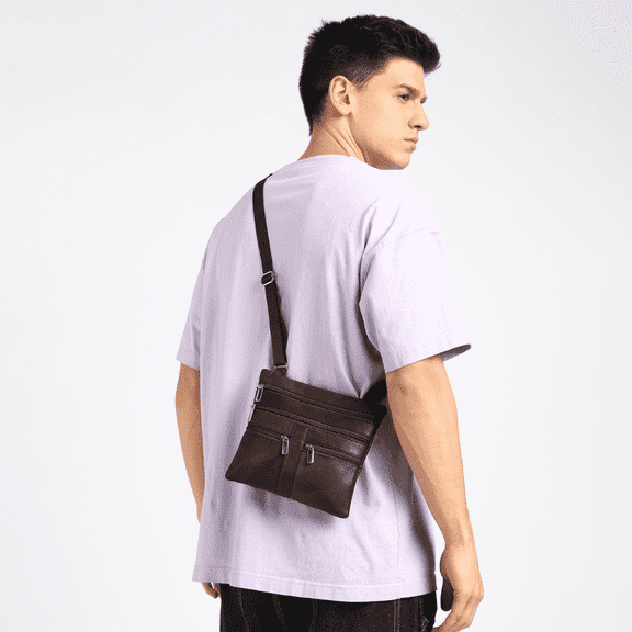 Leatherboss Leather Women Travel Cross Body Bag Shoulder Bag 5 Pocket Organizer Handbag