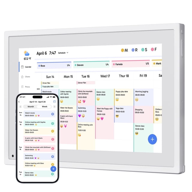 Calendario digital Dragon Touch de 10,1" con pantalla táctil, planificador familiar