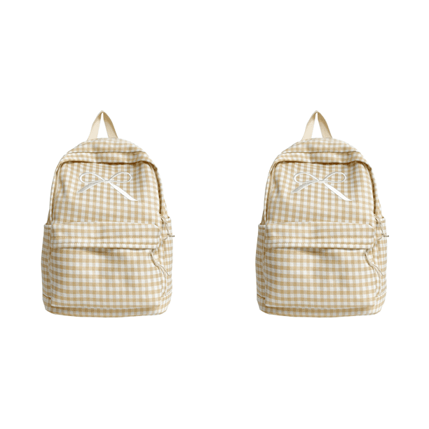Mochila A Cuadros Con Lazo Informal para Mujer (caqui)