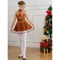 thumbnail image 3 of TiaoBug Christmas Gingerbread Costume for Kids Girls Cookie Role Play Velvet Tutu Dress Dancewear Brown 12, 3 of 7