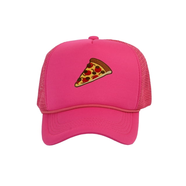 Adult Men's Pepperoni Pizza Slice Rope Foam Trucker Hat, Hot Pink
