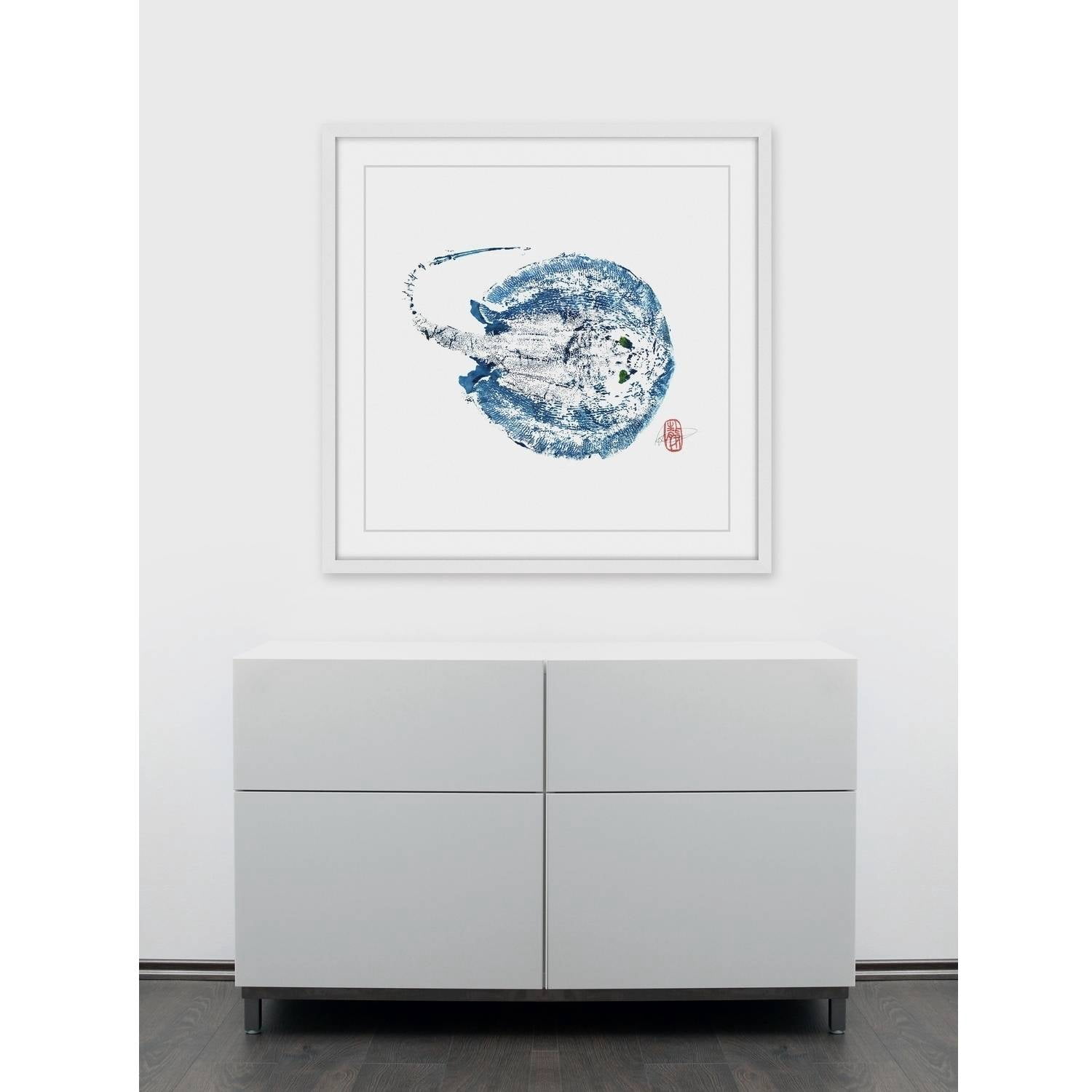 Stingray Blue Framed Painting Print