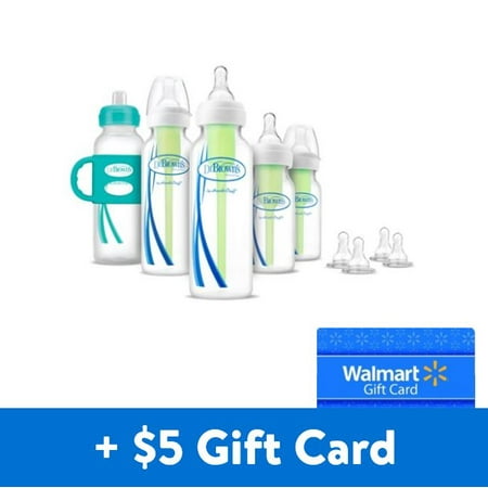 [$5 Savings] Dr. Brown's Baby First Year Transition Options Baby Bottles Gift Set, Teal, with Free $5 eGift Card