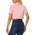 thumbnail image 3 of INSPIRE CHIC Veste en Denim Courte pour Femme à Manches Courtes, devant Boutonné, Veste en Jean m Rose, 3 of 6