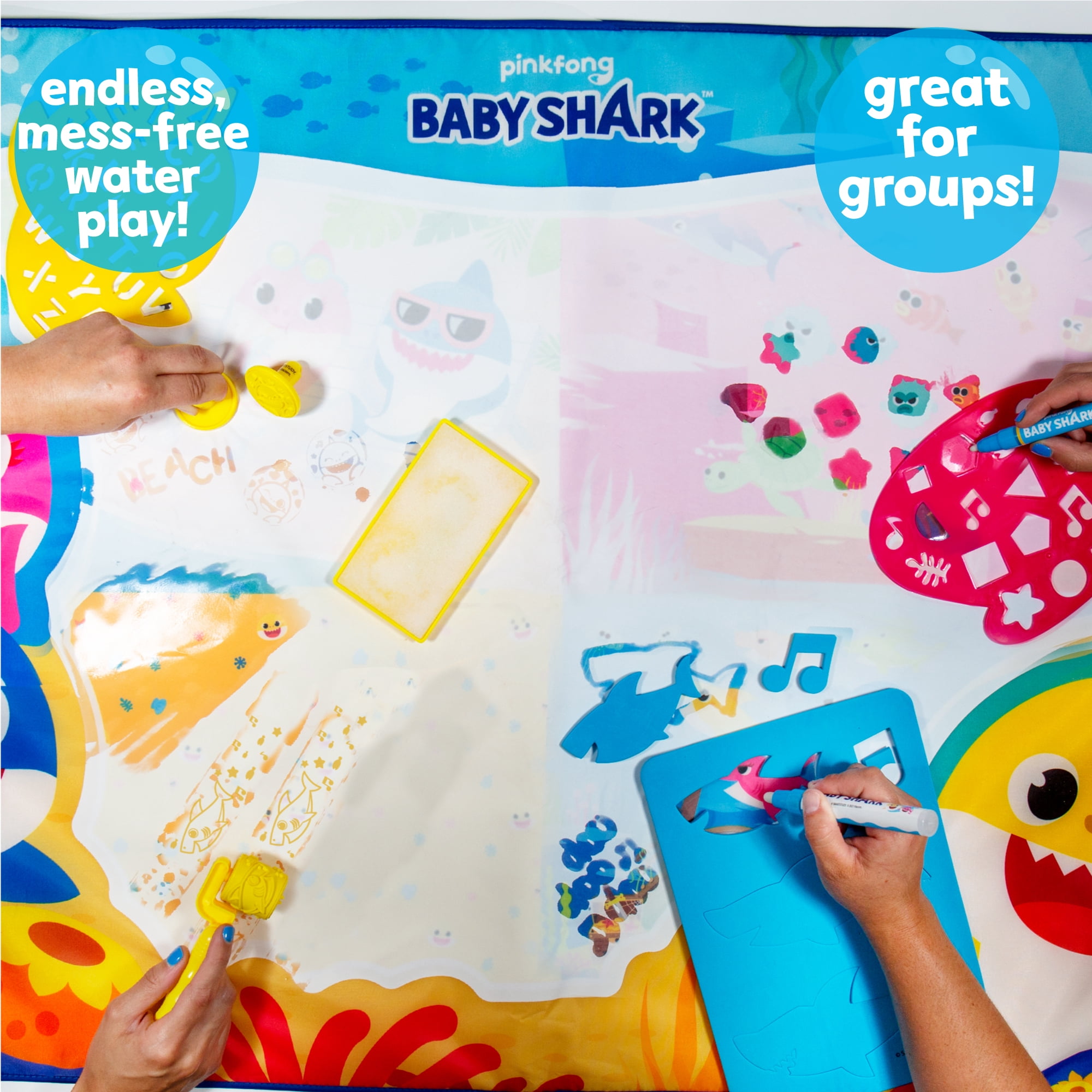Baby Shark Water Drawing Mat, Mess-Free Water Coloring for Kids and Toddlers Ages 3+