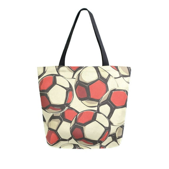 Large opening canvas tote bag, thickened canvas shopping bag, commuter handbag, multi-color available. Football Patterns