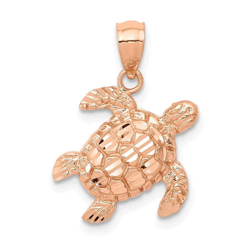 14K Rose Gold Shiny-Cut Turtle Pendant 14K Rose Gold Shiny-Cut Turtle Pendant