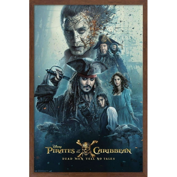 Disney Pirates of the Caribbean: Dead Men Tell No Tales - One Sheet Wall Poster, 14.725" x 22.375", Framed