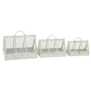 Mtl Wd Terrarium Set Of 3, 12 Inches, 15 Inches, 18 Inches Width