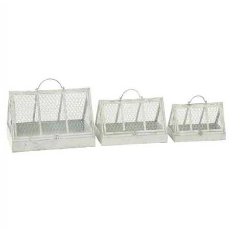 Mtl Wd Terrarium Set Of 3, 12 Inches, 15 Inches, 18 Inches Width