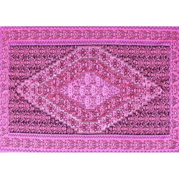 Ahgly Company Indoor Rectangle Medallion Pink Traditional Area Rugs, 5' x 7'