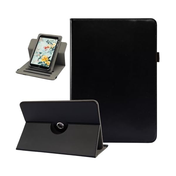 wonim11 Universal 10 10.1 Inch Tablet Case, Viclowlpfe 360 Degree Rotating Multi-Angle Viewing Stand PU Leather Case for 9.6-11 Inch Android Tablet, Black