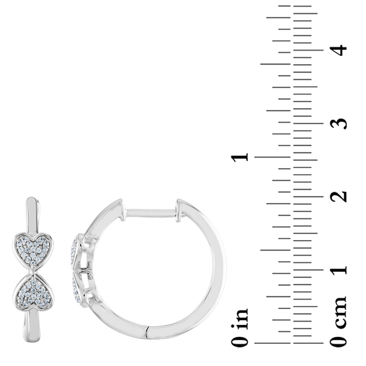 Gemspirations 1/10 cttw Diamond Double Heart Hoop Earrings Sterling Silver