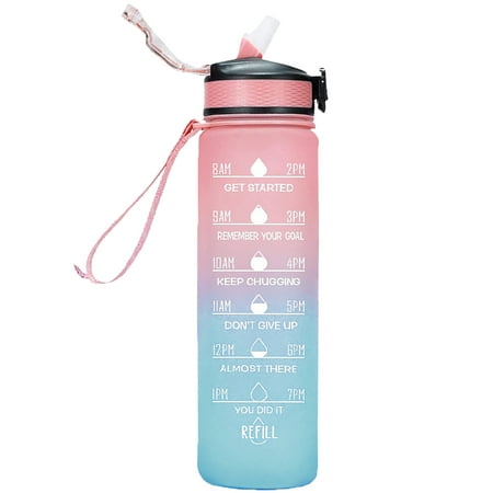

Garhelper Large Capacity Cups Motivational Water Bottle With Time Marker For Outdoor 34oz/1000ml