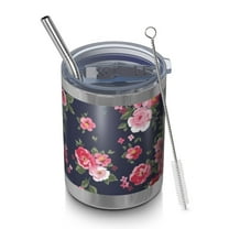 12oz Tumblers Pioneer Flower Vacuum Insulated Stainless Steel Travel Tumbler Cups Mug with Lid and Straw for Beer,Coffee,Beverages with Cleaning Brush for Cold & Hot Drinks