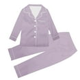 thumbnail image 2 of Pajamas Set Long Sleeve Pajamas Set Solid Home Wear Pajamas Two-Piece Set, 2 of 4